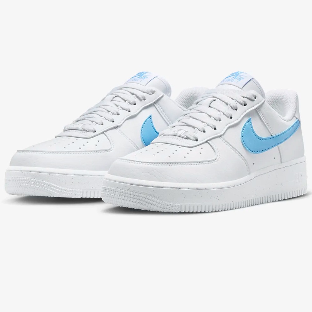 Used Light Blue Swoosh Check Custom Air Force 1, Hand Painted Women’s Size 8.5